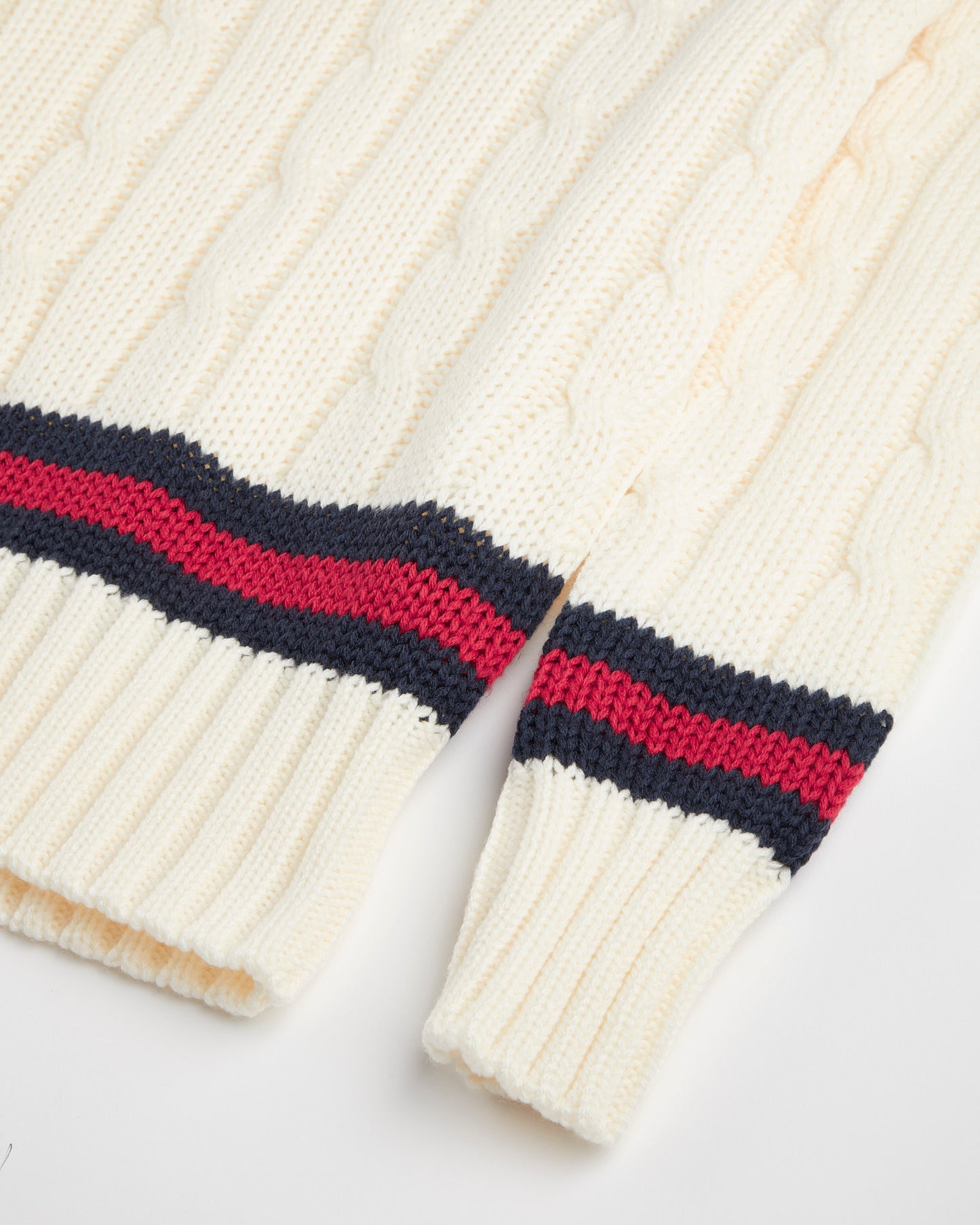 Unisex Cream-Navy-Red Cricket Sweater