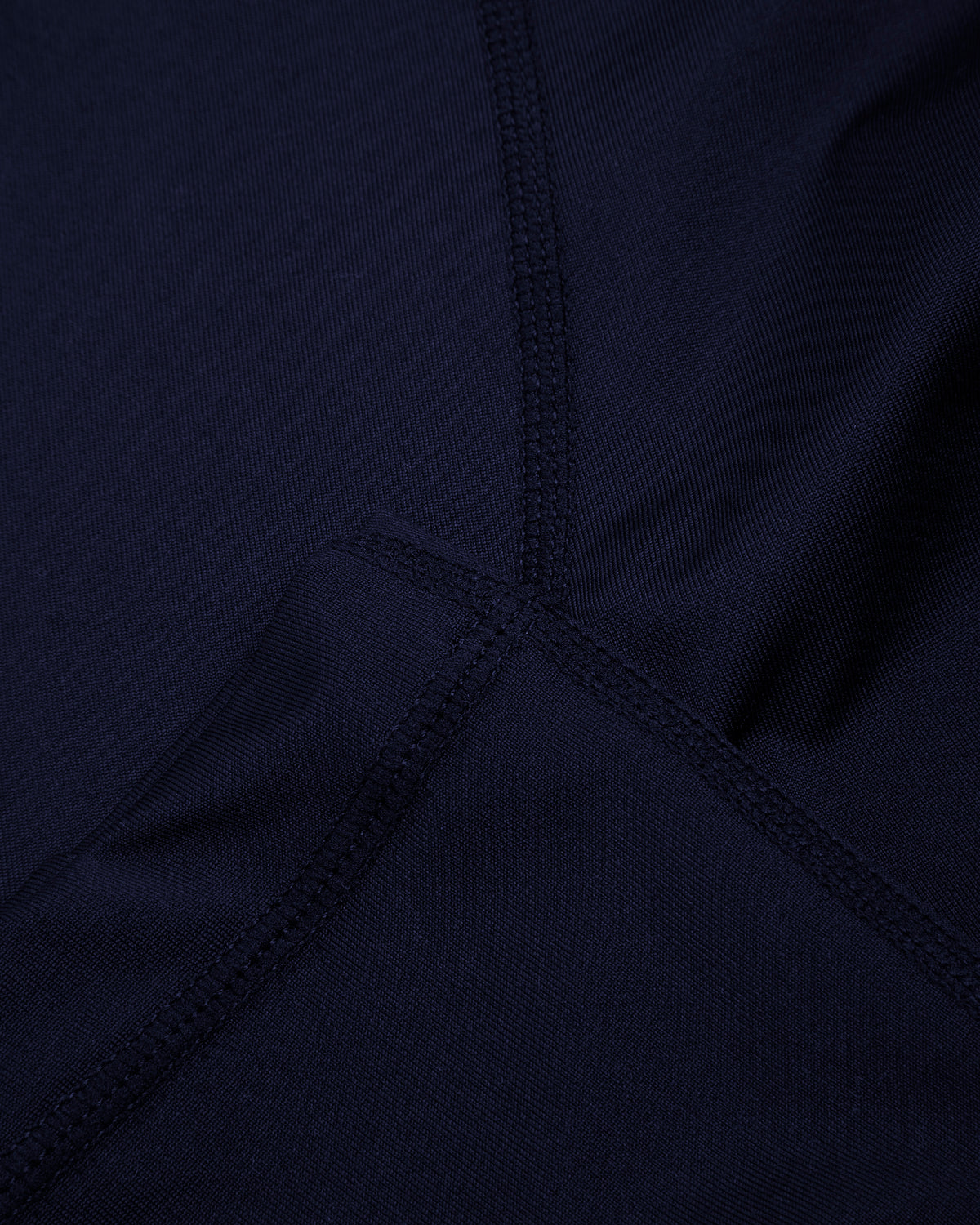 Close up of navy base leggings cuff and seams