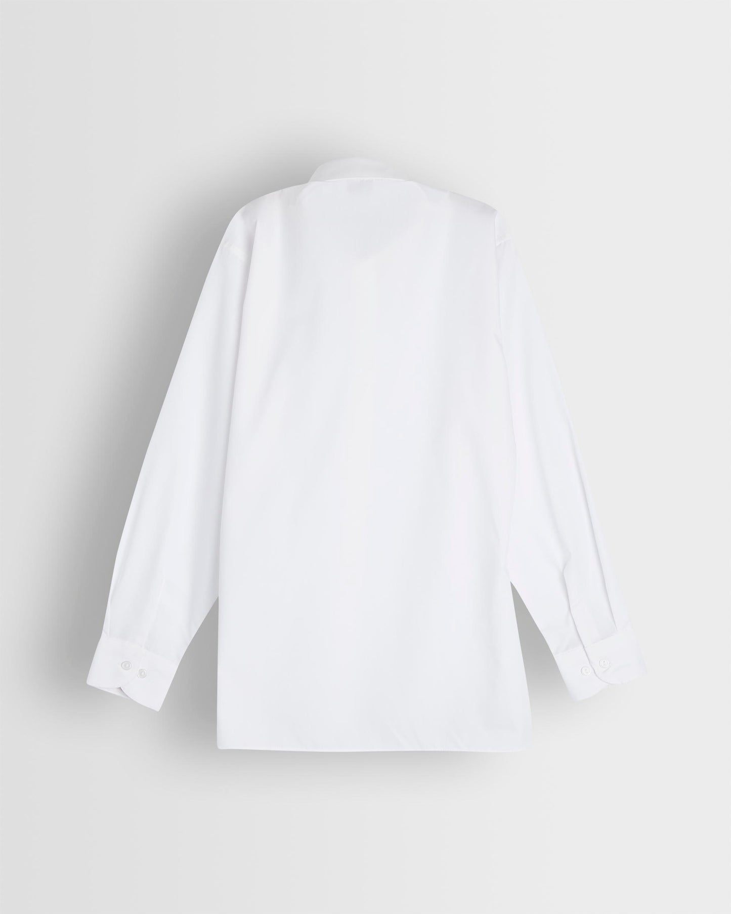 Back of long sleeved blouse on light grey background