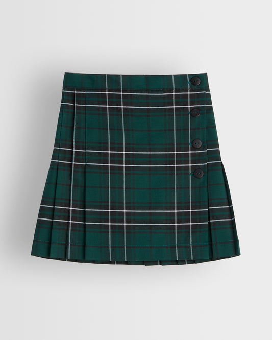 Girls Green Tartan Skirt