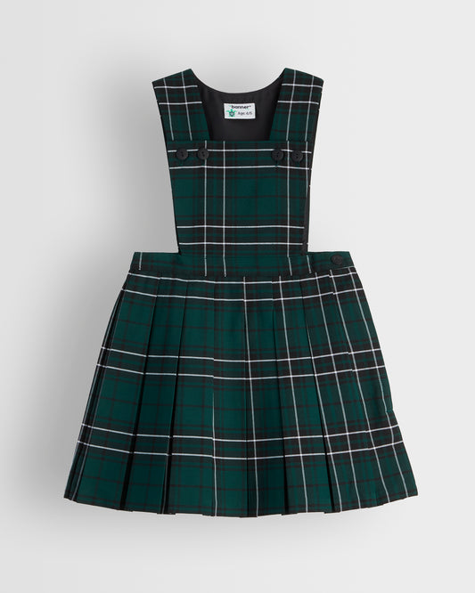 Girls Green Tartan Pinafore