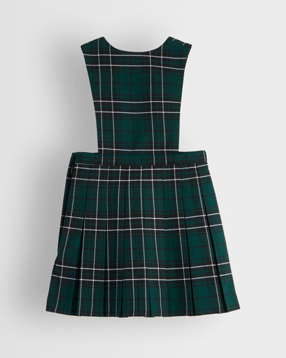 Girls Green Tartan Pinafore