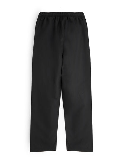 Black track pants on a white background