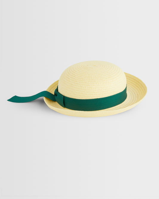Girls Green Banded Panama Hat