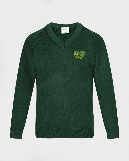 Unisex Green V Neck Pullover