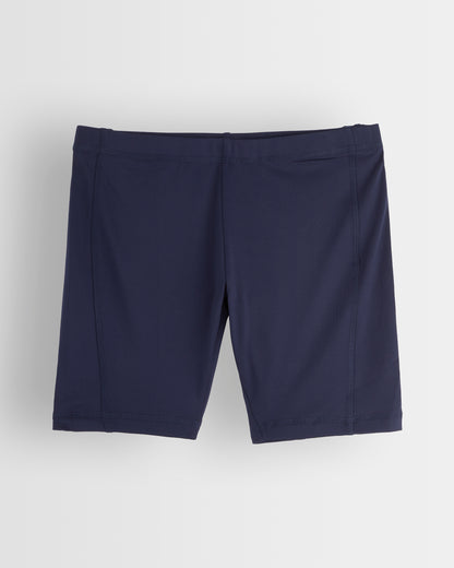 Navy blue shorts on a white background