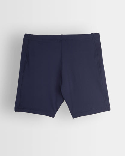 Navy blue shorts on a white background