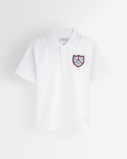 Unisex White PE Polo