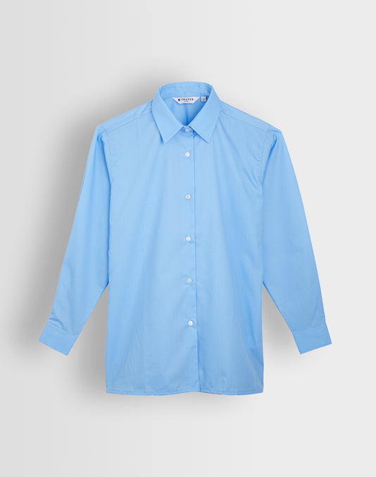 ECI Girls Long Sleeved Pale Blue Blouse Front