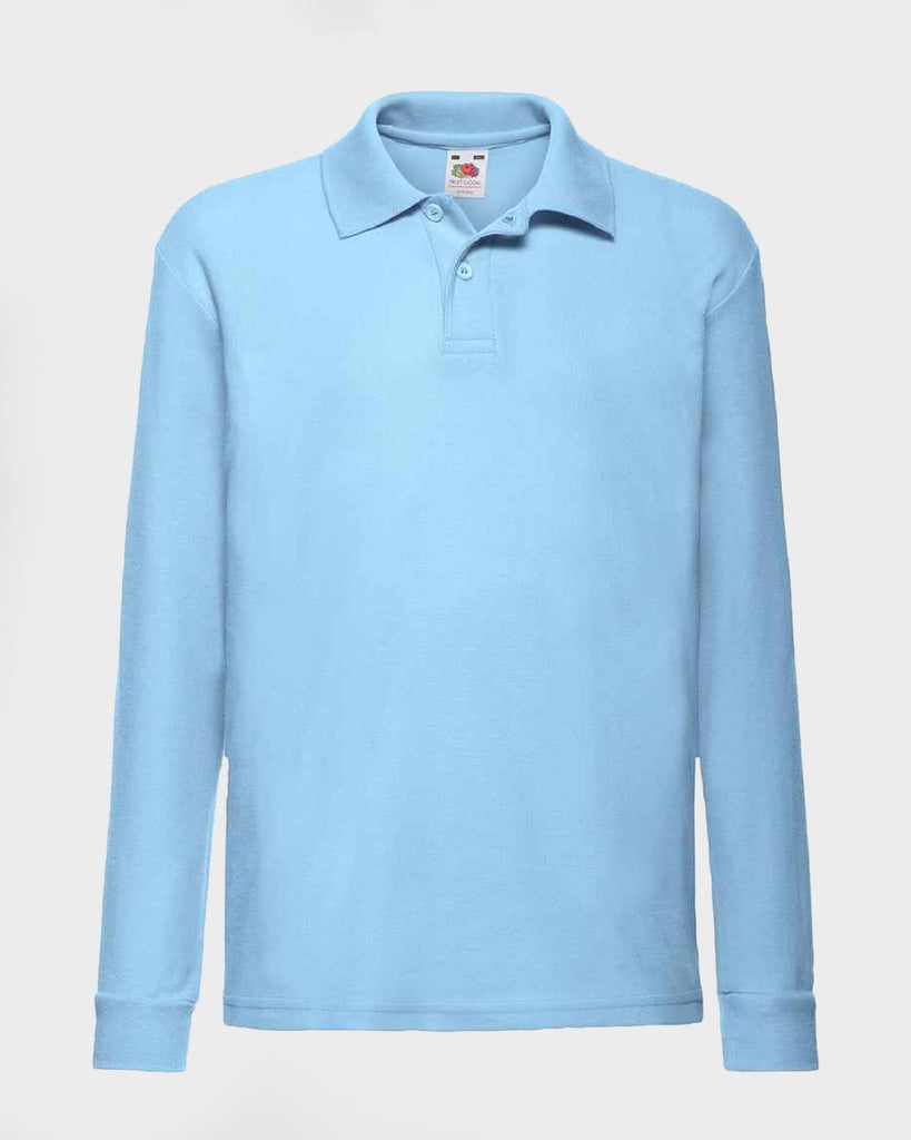 Unisex Sky Blue Long Sleeve Polo Shirt