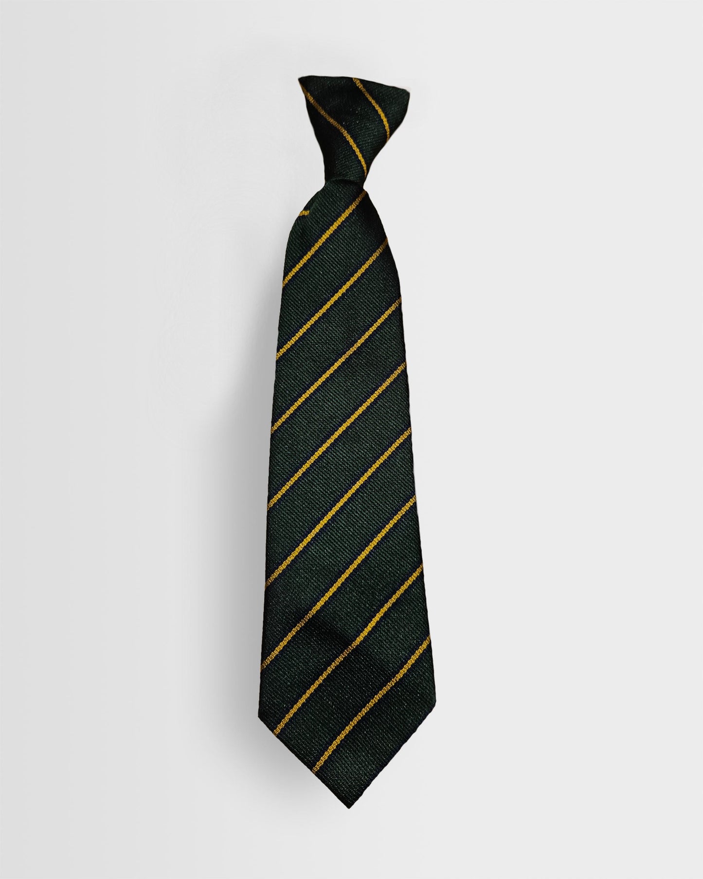 Unisex Green/Gold/Navy Striped Elastic Tie - (Pre-Prep)