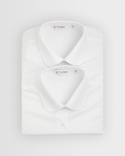 Girls White with Gold Logo Short Sleeve Blouse (sold in singles)