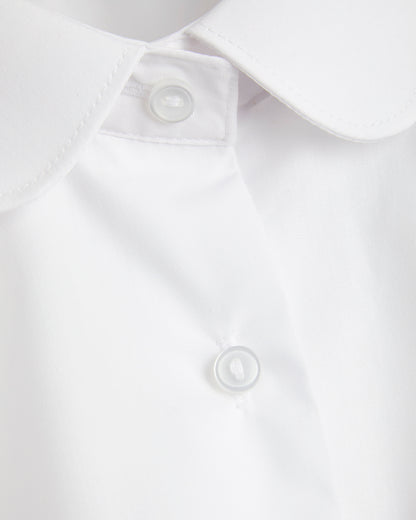 Girls White with Gold Logo Long Sleeve Blouse (sold in singles)