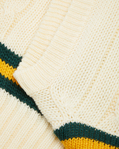 Unisex White-Green-Gold Cricket Slipover
