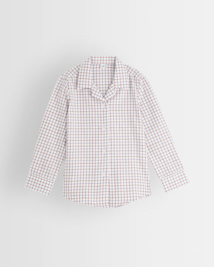 Tattersall Checked Long Sleeved Fitted Blouse