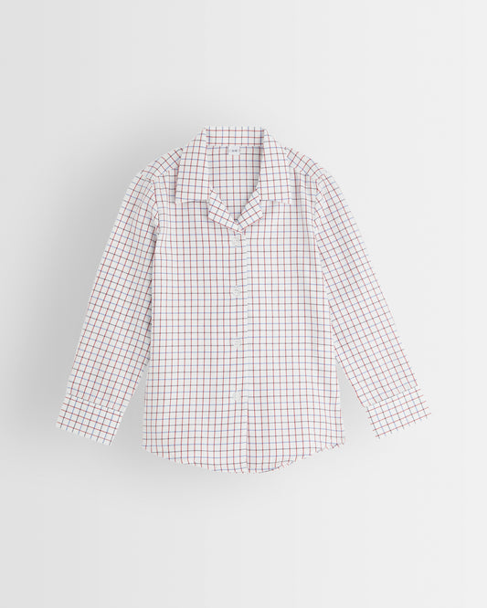 Tattersall Checked Long Sleeved Fitted Blouse