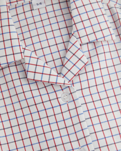 Tattersall Checked Long Sleeved Fitted Blouse