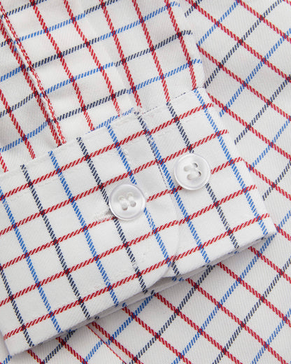 Tattersall Checked Long Sleeved Fitted Blouse