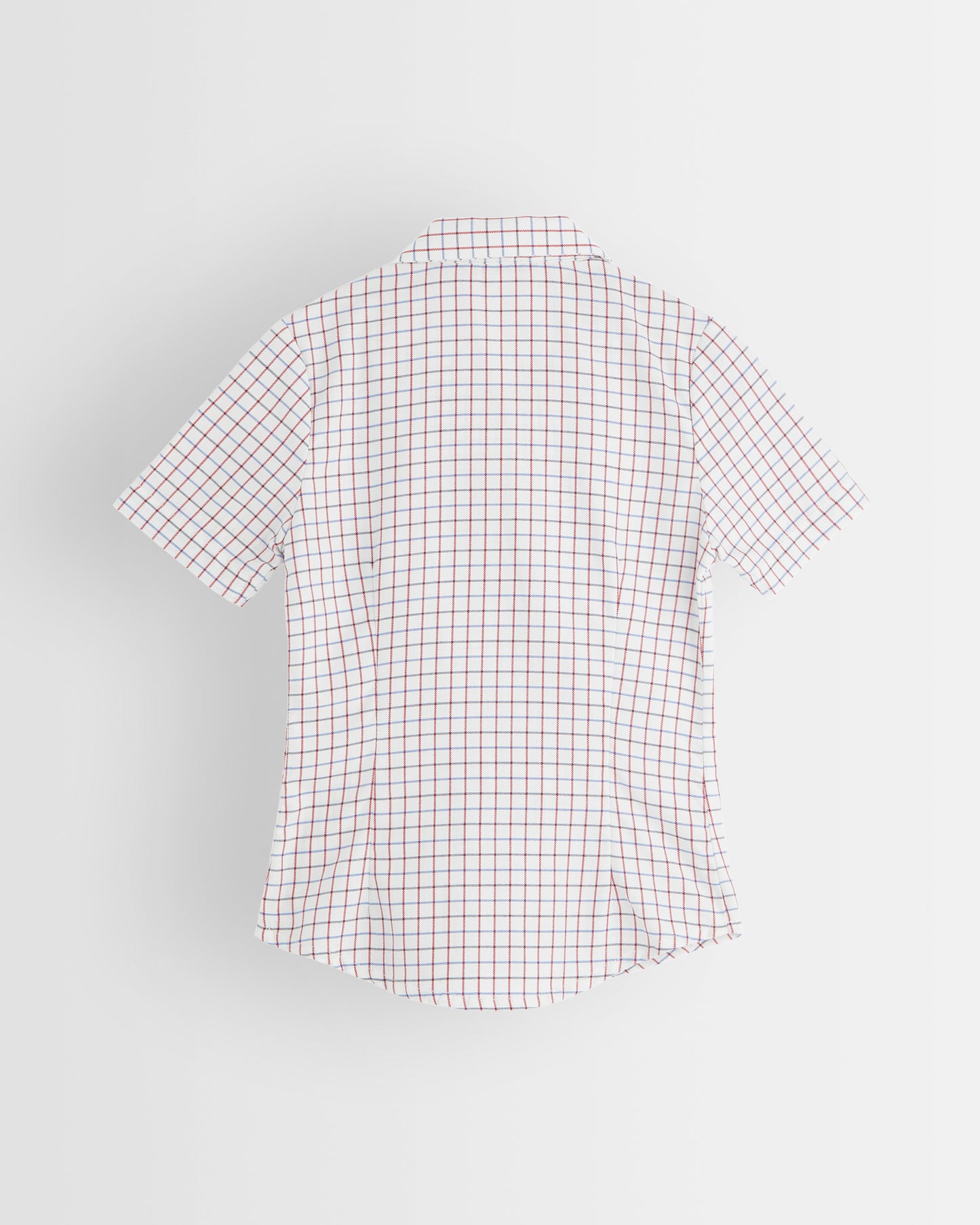 Tattersall Checked Short Sleeved Fitted Blouse