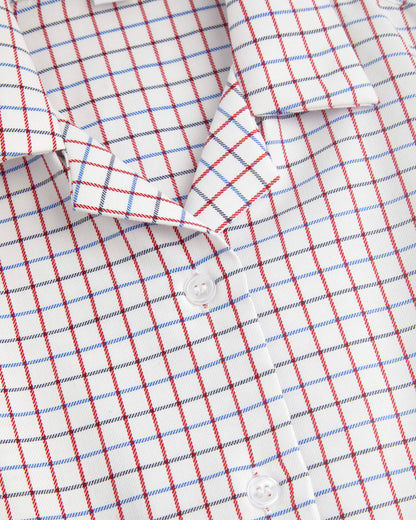 Tattersall Checked Short Sleeved Fitted Blouse