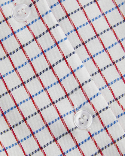 Tattersall Checked Short Sleeved Fitted Blouse