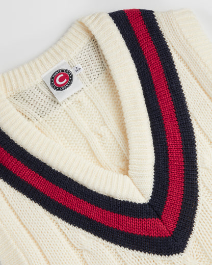 Unisex Cream-Navy-Red Cricket Slipover
