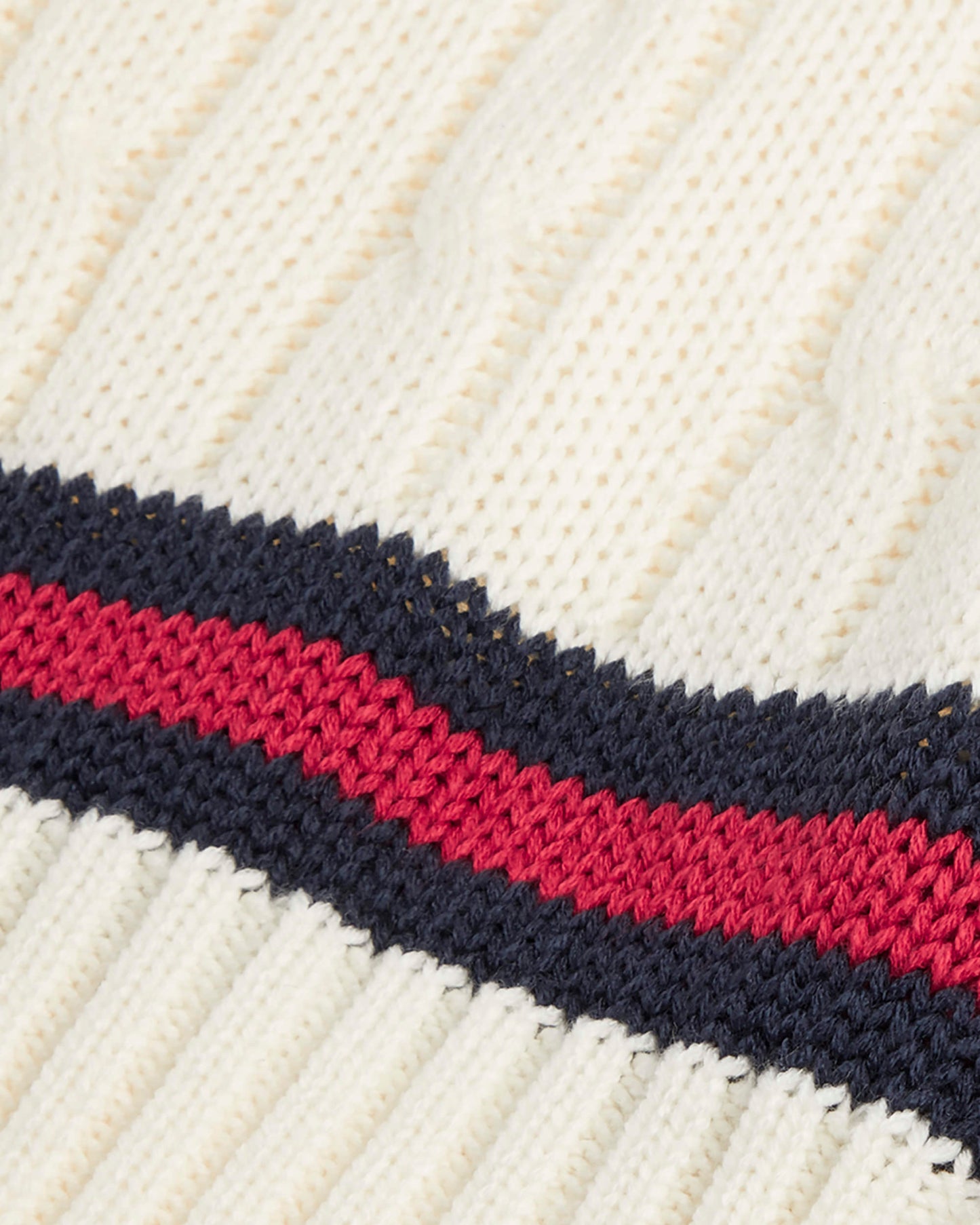 Unisex Cream-Navy-Red Cricket Sweater