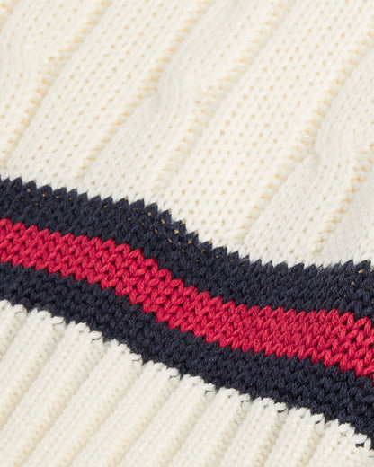 Unisex Cream-Navy-Red Cricket Sweater