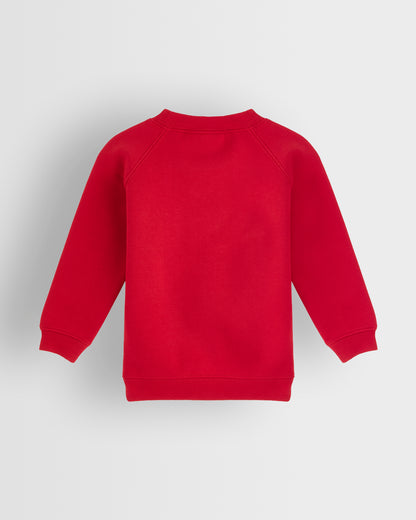 Red sweatshirt on a light grey background