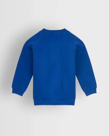 Blue sweatshirt on a light grey background