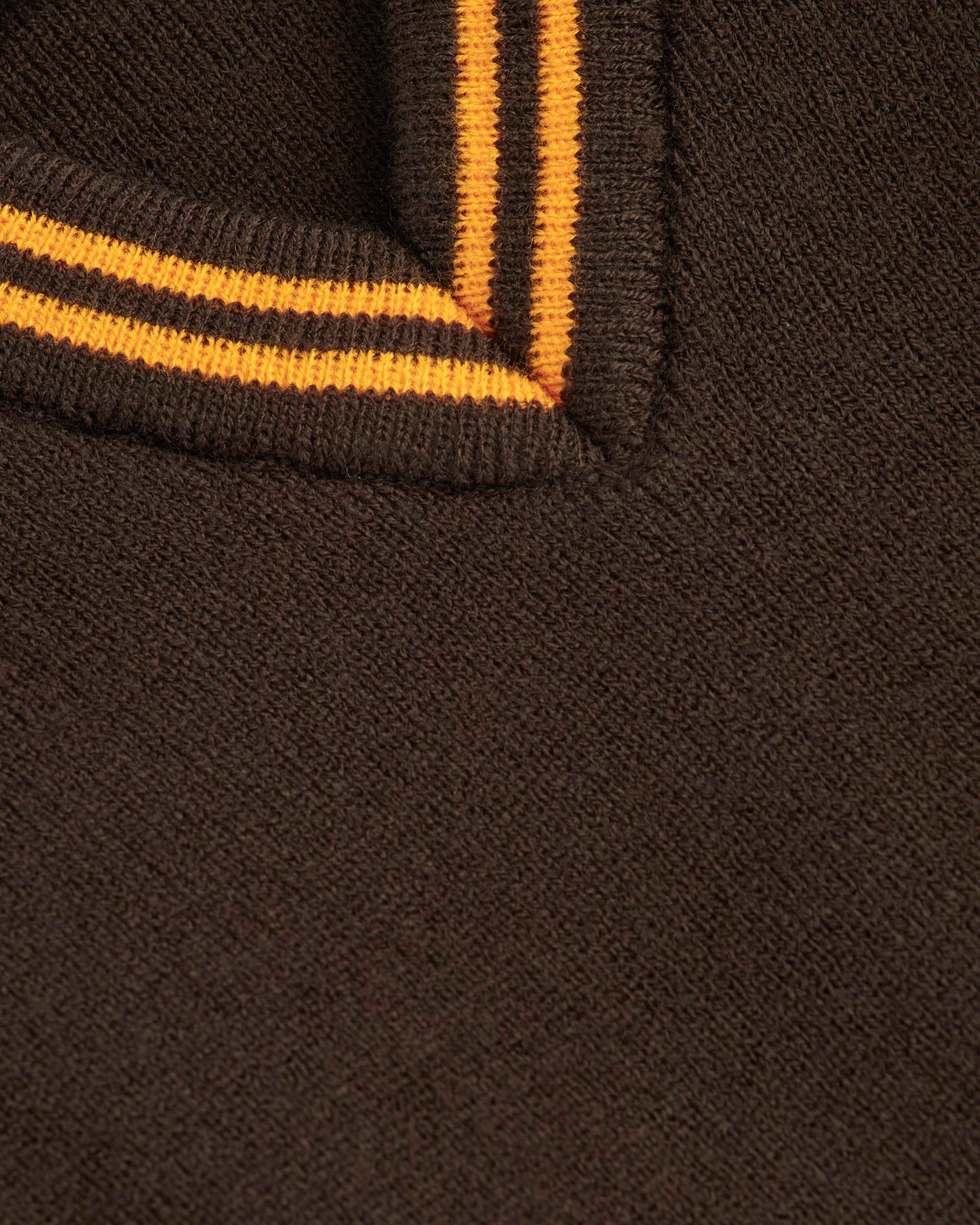 Brown V-Neck Jumper with Amber Trim