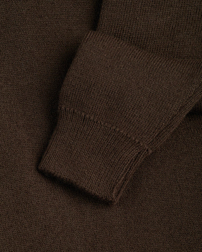 Brown V-Neck Jumper with Amber Trim