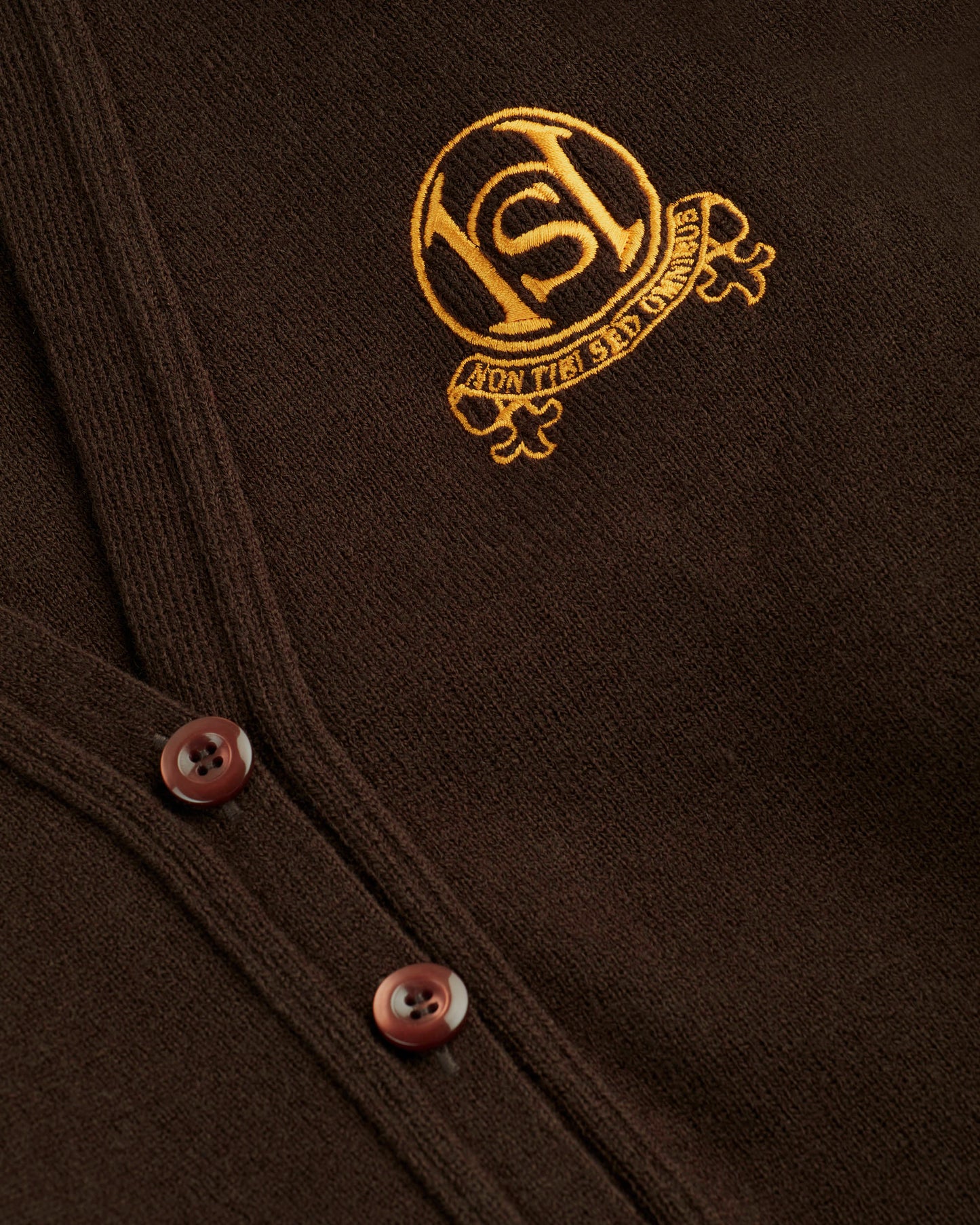 Brown Cardigan with Amber Trim