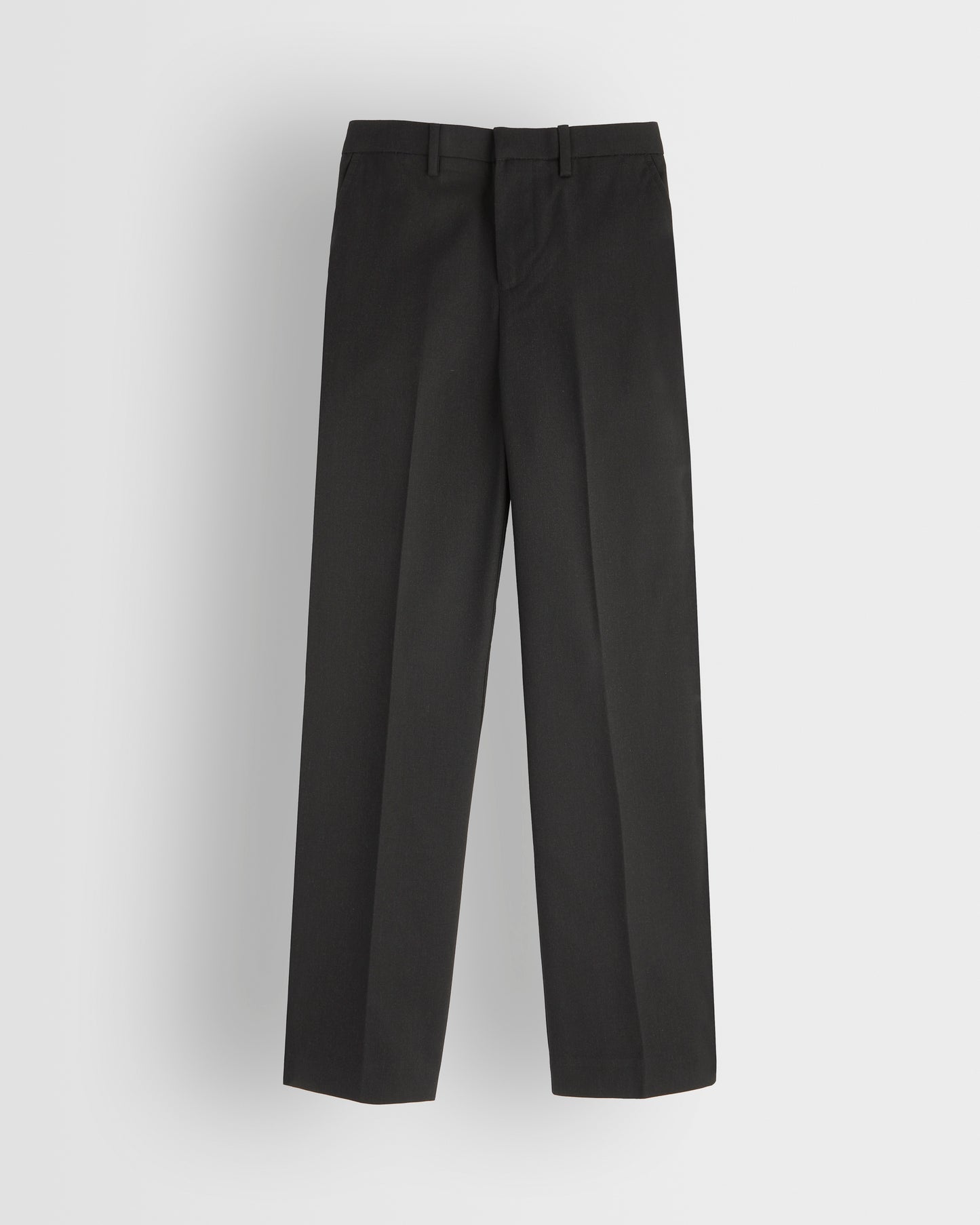Charcoal trousers on a white background