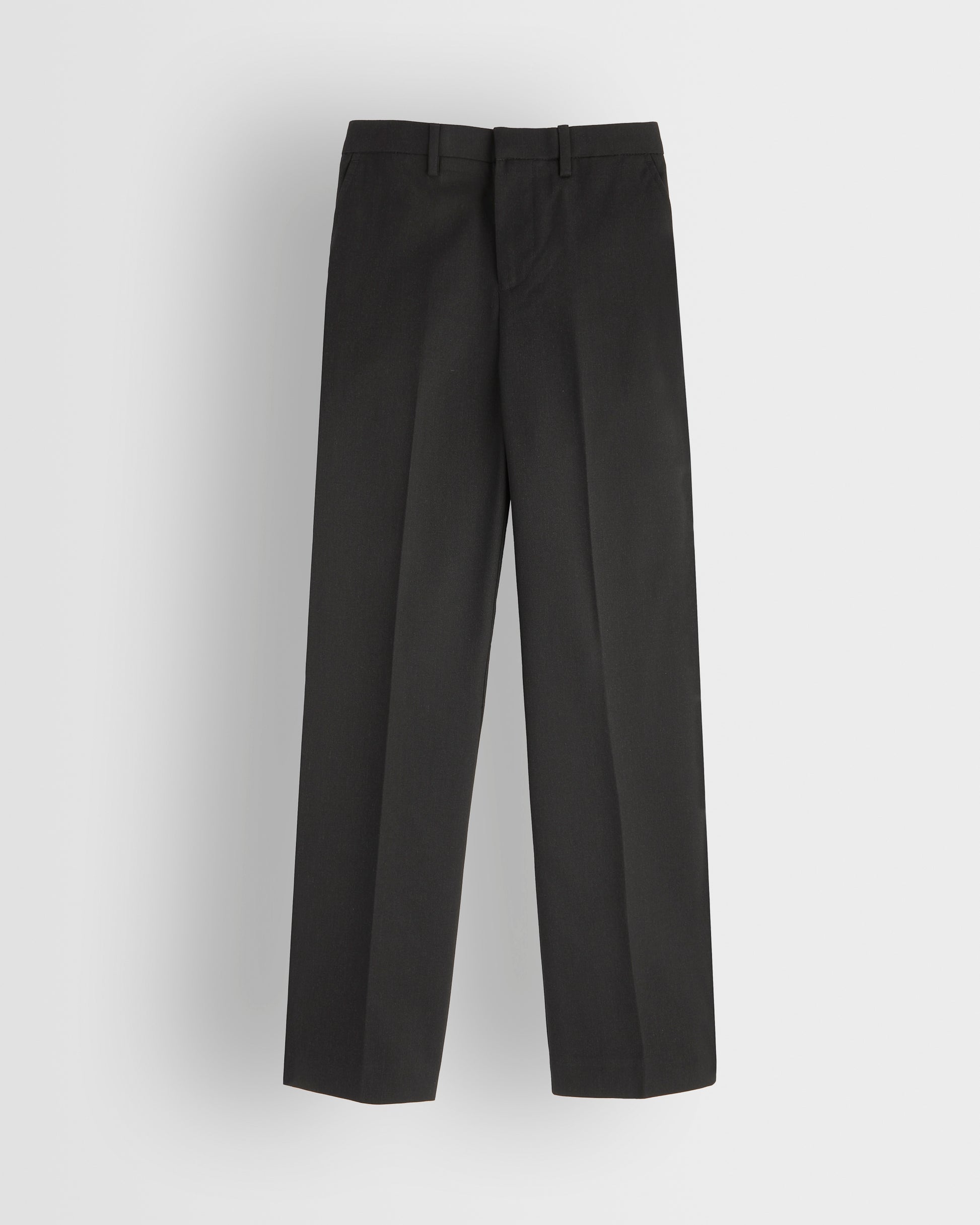 Charcoal trousers on a white background