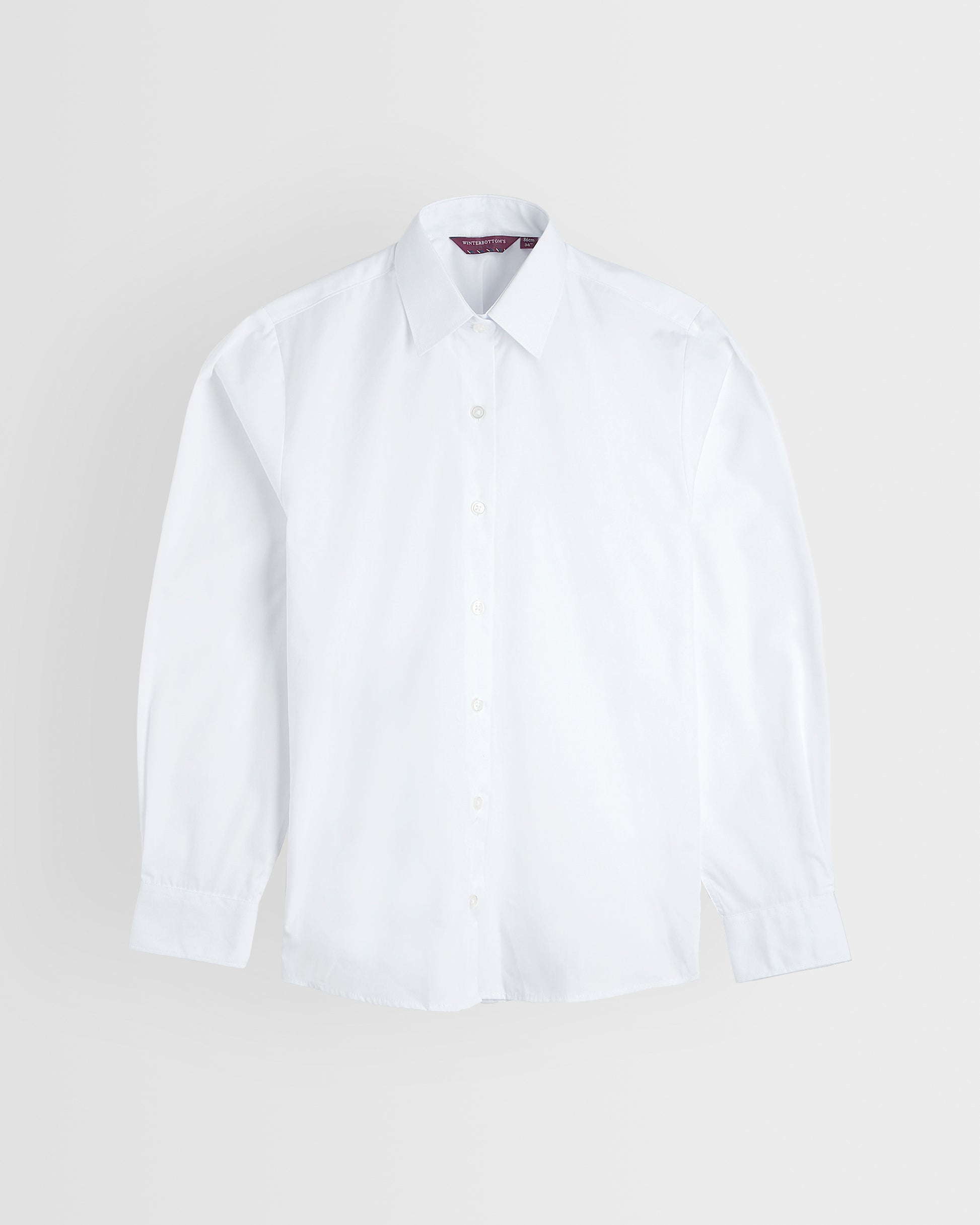 Front of single white blouse on grey background