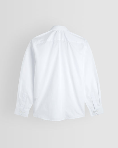 Back of white blouse on grey background