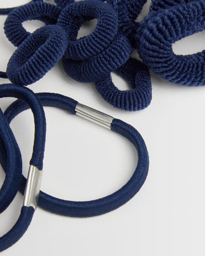 Navy Hair Ties Close up Metal Band 