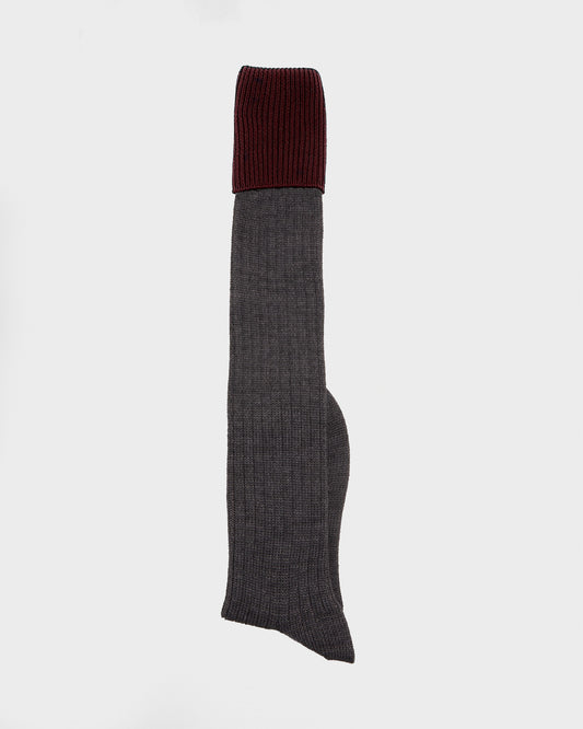 Grey Long Sock with Maroon Band