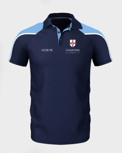 Unisex Navy-Sky PE GCSE Polo Shirt- WITH PERSONALISATION- Year 10 to 11