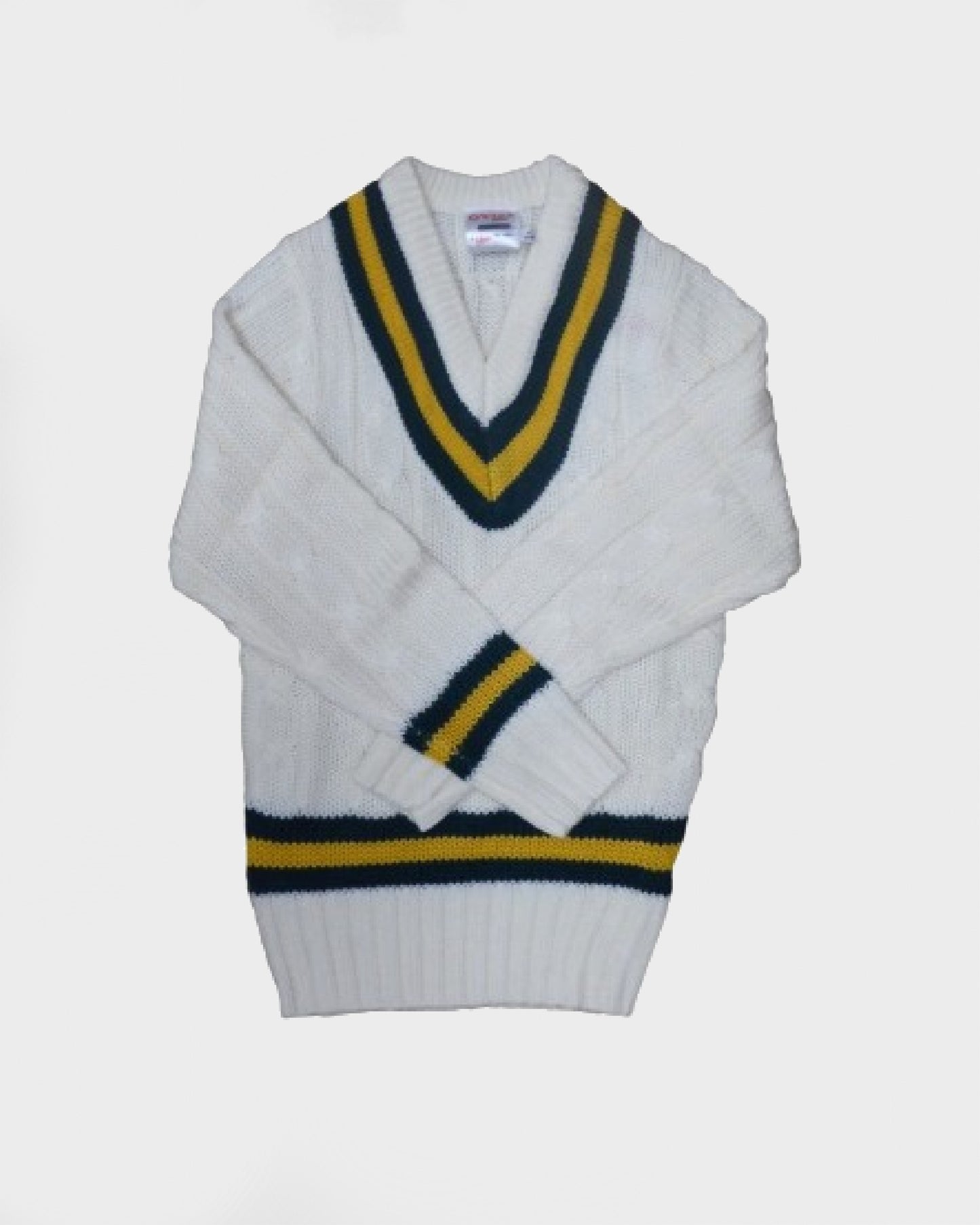 Unisex White-Green-Gold Cricket Jumper