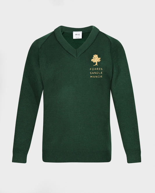 Unisex Green V Neck Jumper