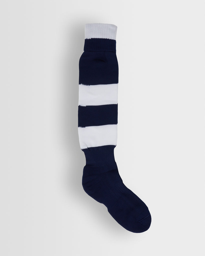 Boys Navy/White Hooped Rugby Socks