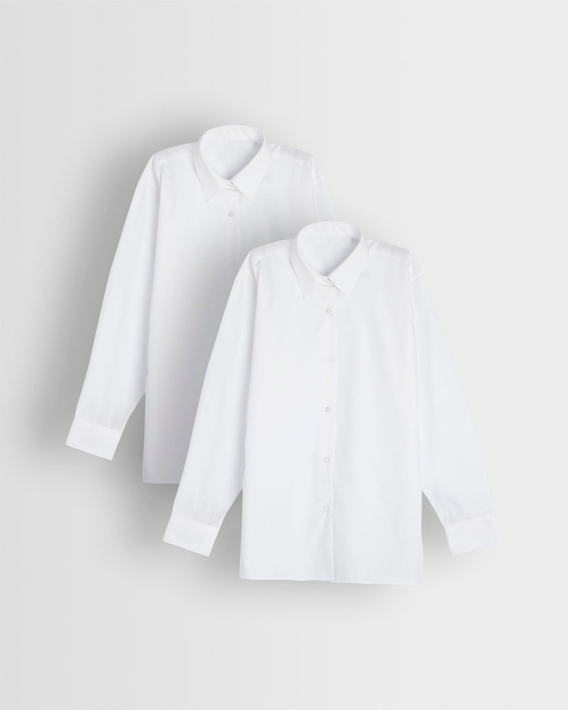 Girls White Long Sleeved Blouses- Pack of 2