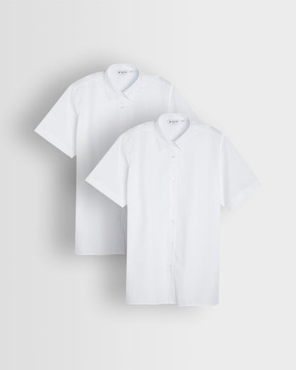 Girls White Short Sleeved Blouse- Pack of 2