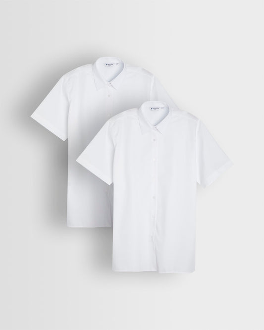 Girls White Short Sleeved Blouse- Pack of 2
