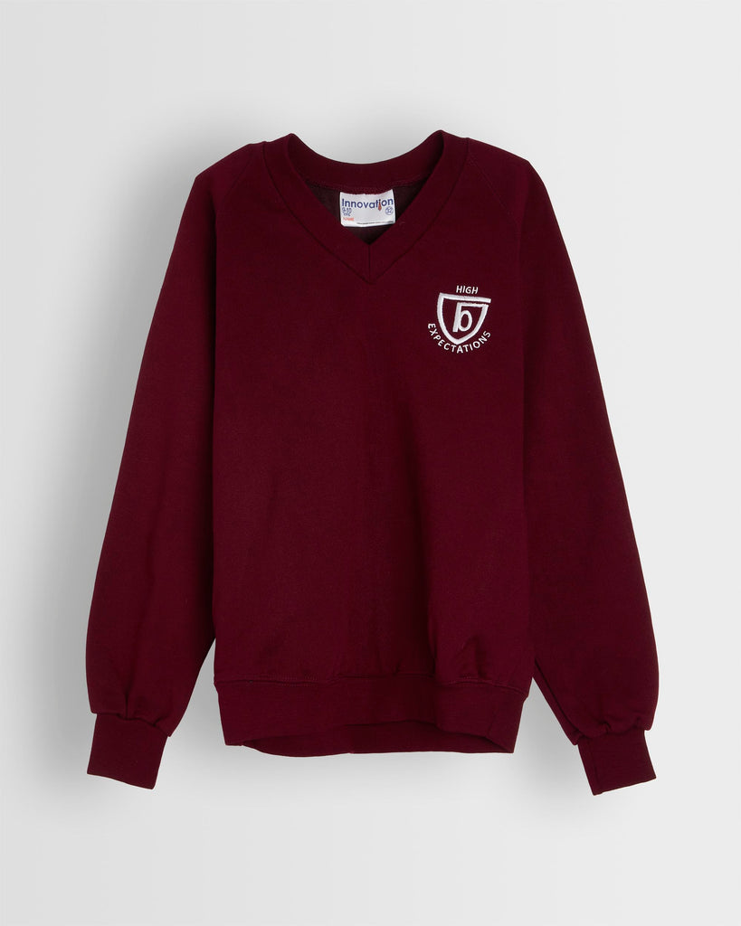 Unisex Maroon V Neck Sweatshirt