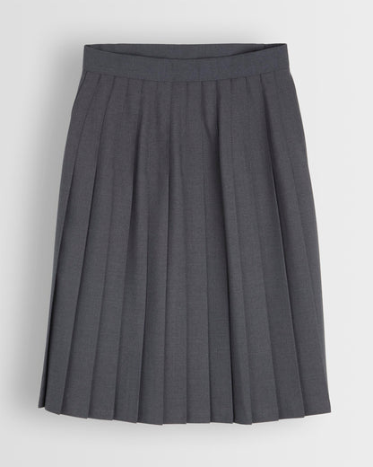 Back shot of girl gry kilt with pleating
