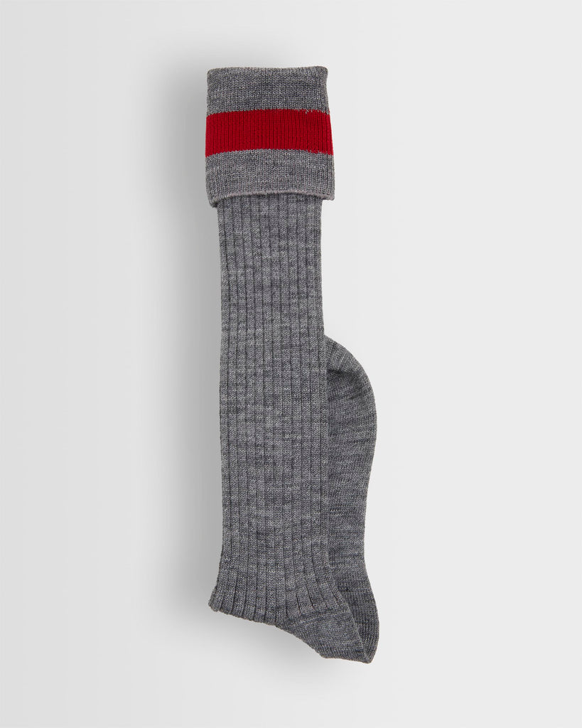 Boys Long Grey socks with Red Stripe