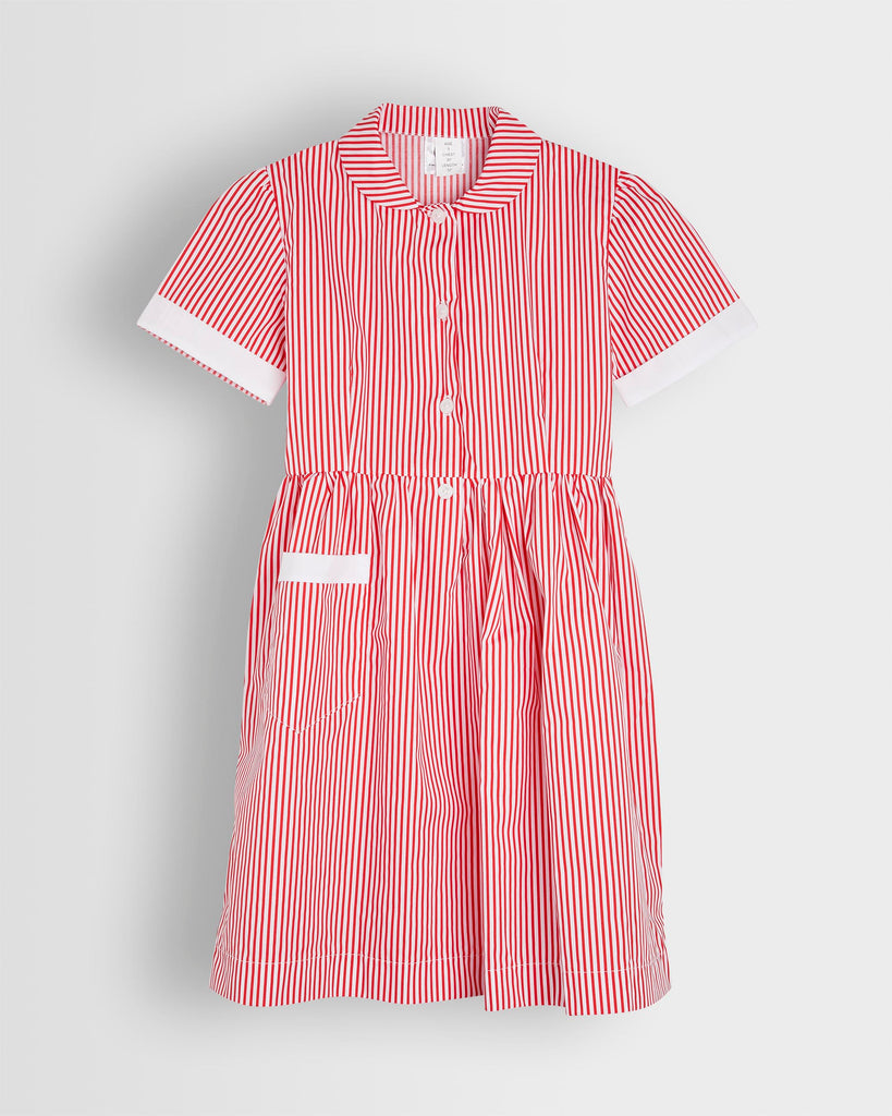 Girls Red/White Striped Summer Dress